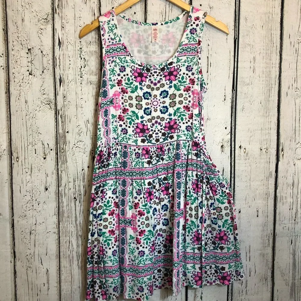Justice for girls flower boho flowy summer dress, size 20